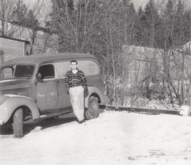 Jack stands and the second hand panel truck used just before WWII.