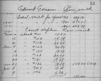 Clark's raw milk record 1939