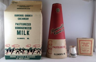 Various Hancock County Creamery containers