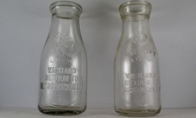 Mrs. B.B. Mansfield one pint milk bottles