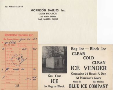 Letterhead, receipt, and advertisement, 1957