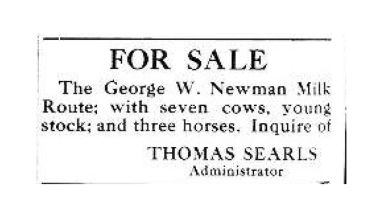 Advertisement: Milk route and animals for sale