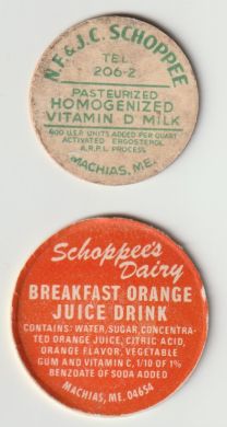 Schoppee's Dairy bottle caps