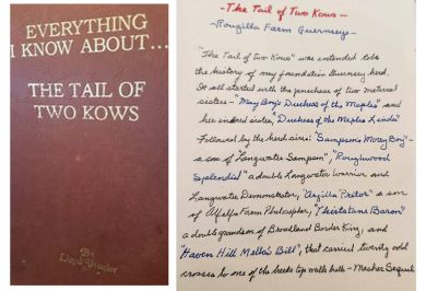 Cover and page 1 from "Tail of Two Kows", a book Lloyd wrote about his breeding program.