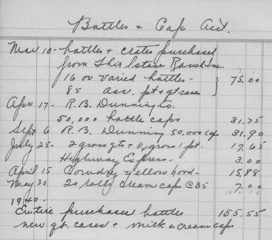 Bottle purchase record 1940