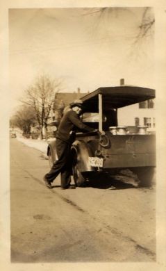 H.C. Whitney on delivery route to Bar Harbor, 1937